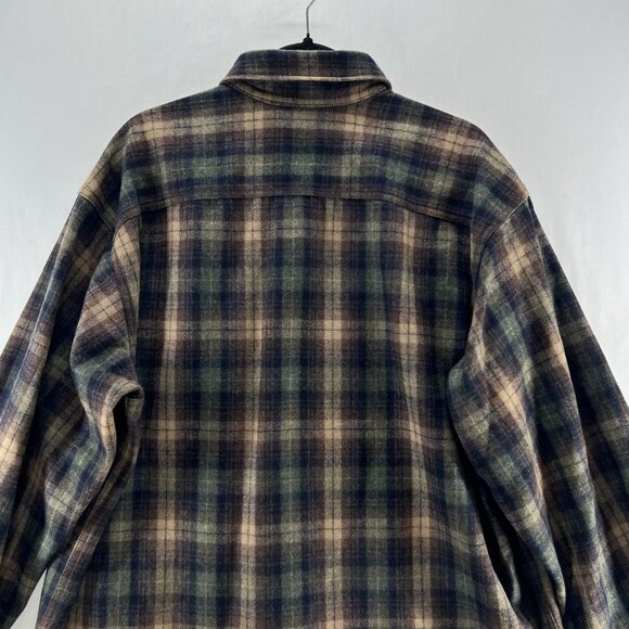 Woolrich Plaid Flannel Shirt Mens L Button Down Long Sleeve Outdoor Brown Green - Picture 6 of 11